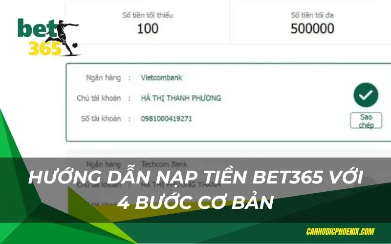 Hướng dẫn Bet365 về cách nạp tiền chi tiết